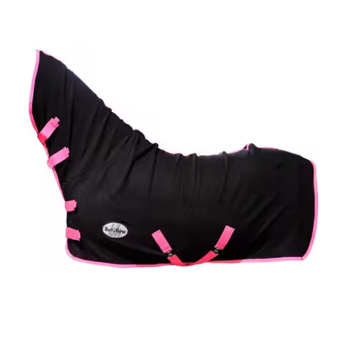 Fleece Cooler med hals til pony & shetland - Pink/Sort, 95cm