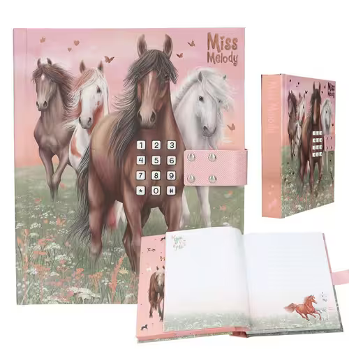 Miss Melody dagbog med kode og musik - I Love Horses